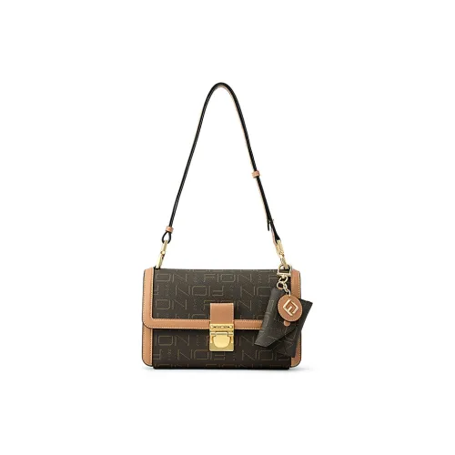 FION Искусственная кожа с коровьей кожей сумка на плечо стандартная женская кофейного карамельного цвета