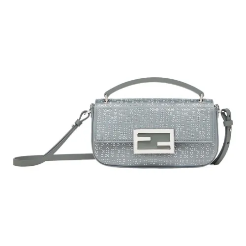 FENDI Baguette Кристалл Сатин Одно плечо Через плечо Чехол для телефона Женский Темно-серый Зеленый