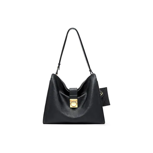 FION Коровья кожа металлический компонент сумка через плечо женская классический черный лось GREY