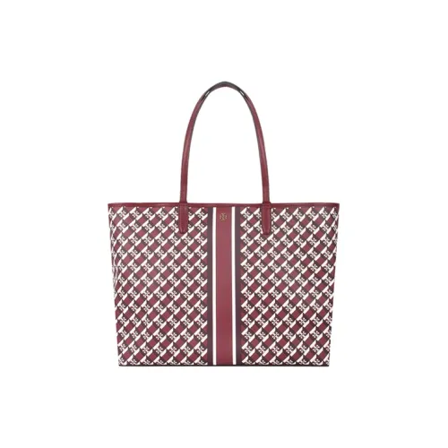 TORY BURCH Perry Коровья кожа Покрытый холст Тоут Сумка Сумка для покупок Сумка на плечо Женская Бургунди Мультиколор