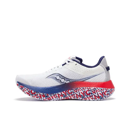 Saucony Kinvara Pro Essence Устойчивый к истиранию Низкий Топ Карбоновая плита Беговые кроссовки Мужской Белый Серебряный