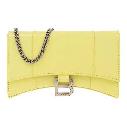 Balenciaga HOURGLASS Телячья кожа Сумка через плечо Кошелек Экстра Маленький Женский Желтый