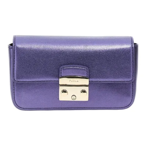 Furla Metropolis Collection Гладкий Металл Телячья кожа Сумка через плечо Мини Женская Фиолетовая