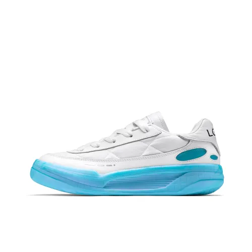LOXKI Slip-resistant Abrasion-resistant Low-top Skateboard Shoes Unisex White Blue LOXKI Противоскользящие Износостойкие Низкие Кеды для Скейтбординга Унисекс Белый Синий