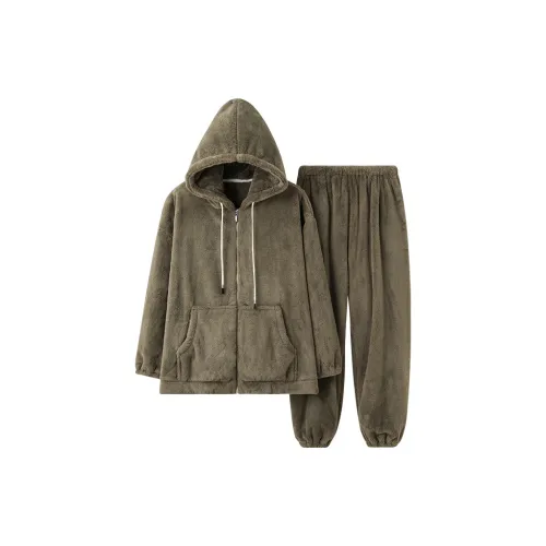 QINJING Коричневый Зеленый Мужской Пижамный Комплект