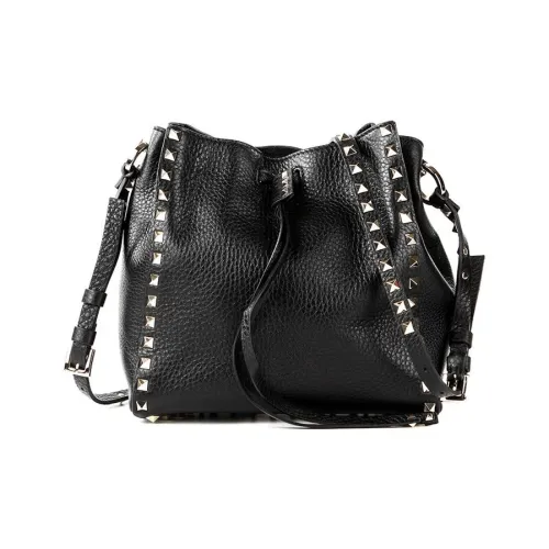 Valentino Телячья кожа Ведрообразные сумки Сумки через плечо Сумка через плечо Женская Черная