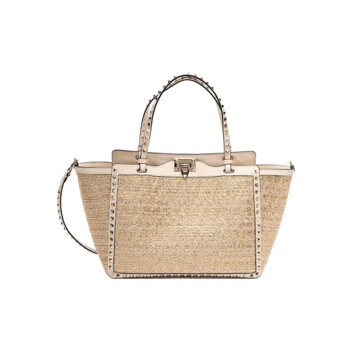 Valentino Rockstud Телячья кожа Тоут Сумка Сумка для покупок Сумка через плечо Сумка среднего размера Женская Светлый Умбра