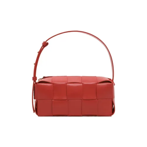Bottega Veneta Brick Cassette Мягкая овчина Сумка через плечо Маленькая Женская Красная