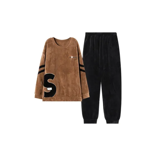 Qin Jing Темно-коричневый Мужской Пижамный комплект