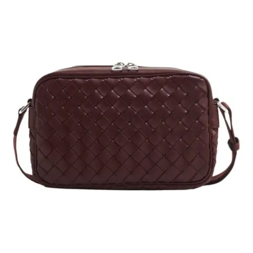 Bottega Veneta Телячья кожа Camera Сумка Сумка через плечо Мужская Красно-коричневая