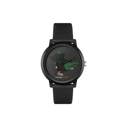 LACOSTE Наручные часы Кварцевый механизм Силиконовый ремешок 42 мм Черный циферблат Унисекс