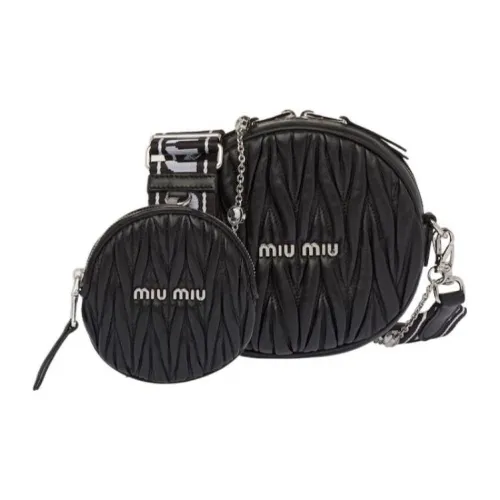 MIU MIU Matelassé Кожа Комбинированная Сумка Сумка через плечо Женская Черная