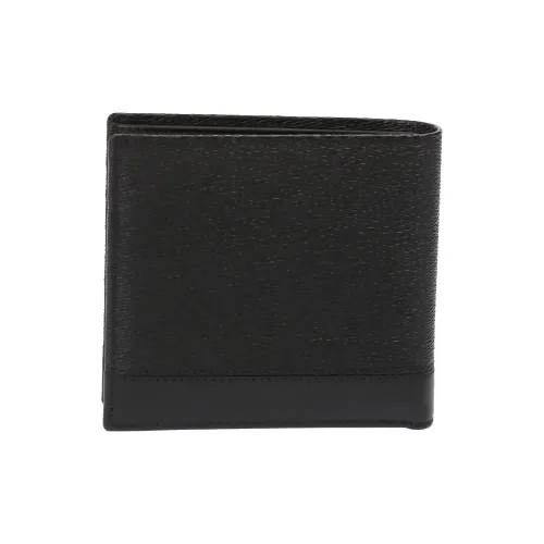BVLGARI Телячья кожа Держатель для карт кошелек Мужской Черный