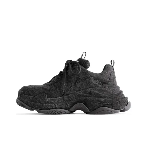 Balenciaga Triple S Устойчивые к истиранию Низкие Топ Кроссовки для женщин Черные