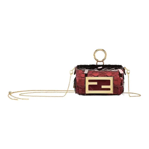 FENDI Baguette Блестки Вышивка Подвеска Аксессуары для сумок Extra Mini Женские Красный