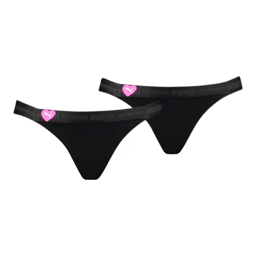 PUMA HEART STRING PACK Лот из 2 стрингов MOTIF CŒUR для женщин нижнее белье черный 2 шт