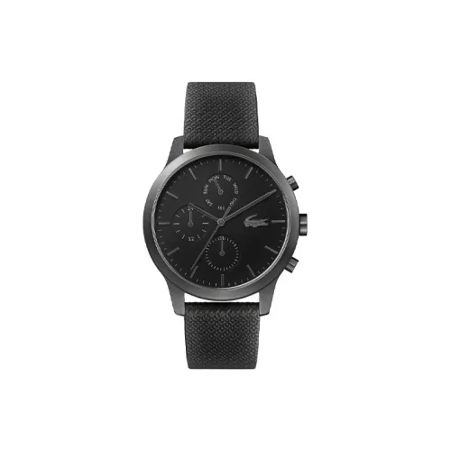 LACOSTE Мужские часы Кварцевый механизм Кожаный ремешок 42 мм Черный циферблат