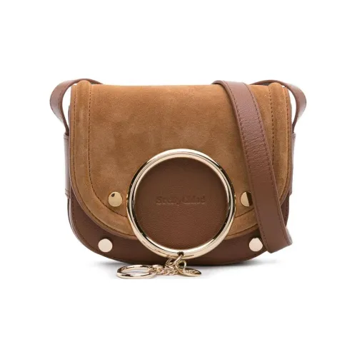 See By Chloe Телячья кожа Седло Сумка Сумка через плечо Маленькая Женская Карамельно-коричневая
