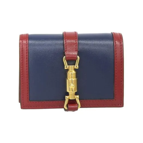 GUCCI Кожа Держатель для карт кошелек Унисекс Морской синий и Красный
