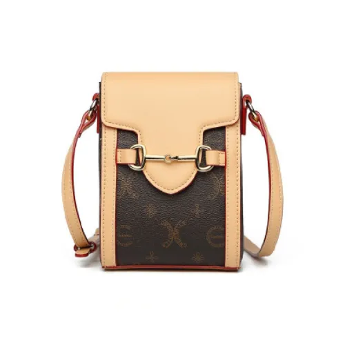 Крокодил ПВХ Чехол для телефона Сумка через плечо Маленькая женская сумка Кофе Абрикос