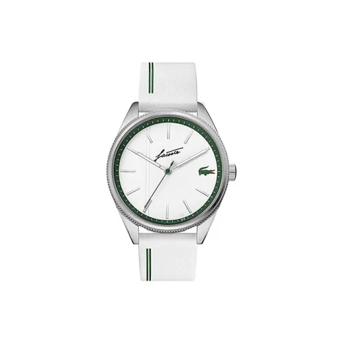 Мужские часы 42 мм с кварцевым механизмом, белый, сотрудничество с LACOSTE