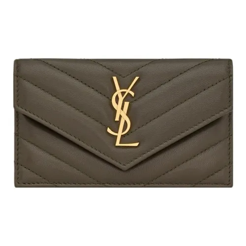 SAINT LAURENT Картхолдер из овечьей шкуры женский цвет светлый мускус