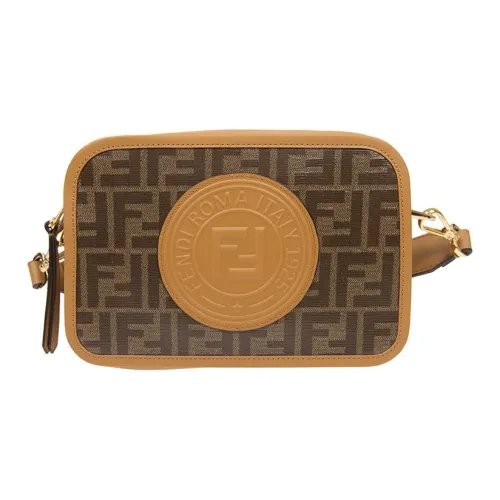 FENDI PVC Camera Сумка Сумка через плечо Сумка на плечо Женская Кофейного цвета