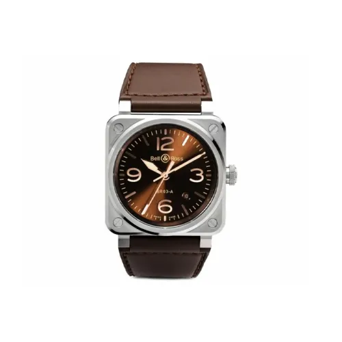 BELL ROSS Автоматический Механический Часы Мужские 41 мм Коричневый Циферблат Часы Корпус из Нержавеющей Стали Ремешок из Телячьей Кожи