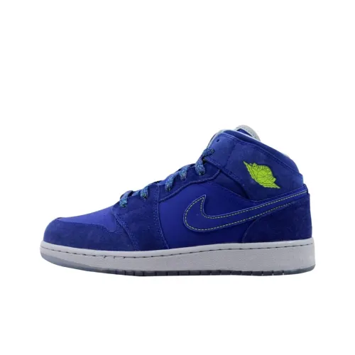 Jordan Air Jordan 1 Износостойкий и Легкий Высокий Топ Баскетбольные Кроссовки Женские Синие