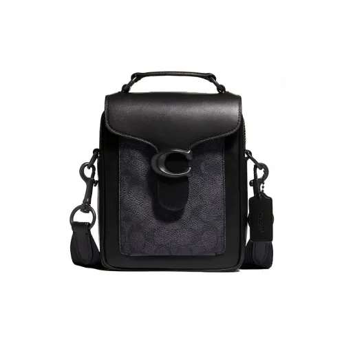 COACH Tabby Покрытый холст с утонченной телячьей кожей сумка через плечо с одним плечевым ремнем маленькая мужская черная сумка