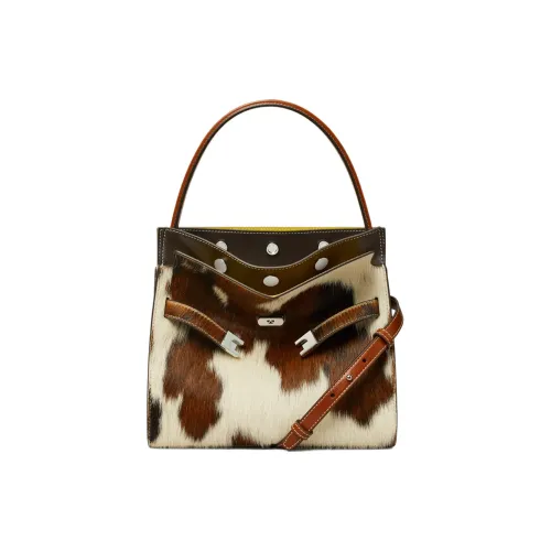 TORY BURCH Lee Radziwill Телячья кожа с замшей Сумка Мини Женская Орех дерева ши с кокосовым зеленым