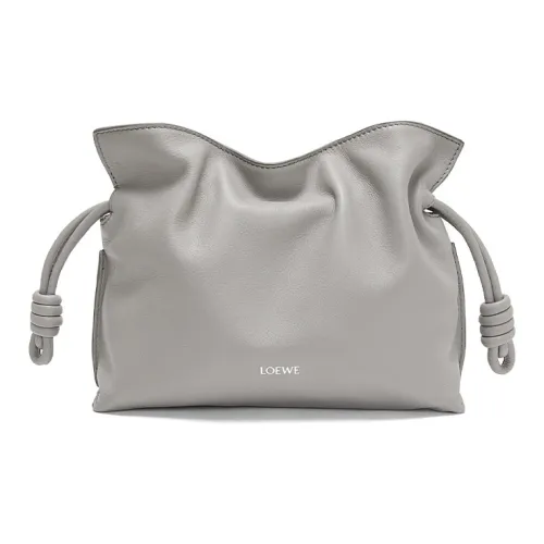 LOEWE Flamenco Nappa Коровья кожа Одно плечо Через плечо Клатч Мини Женский Жемчужно-серый