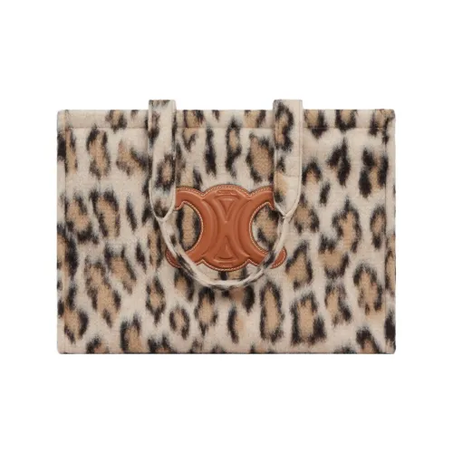 CELINE Телячья кожа с тканью Комбинированная Сумка-тоут Сумка для покупок Сумка Большая Женская Коричневая