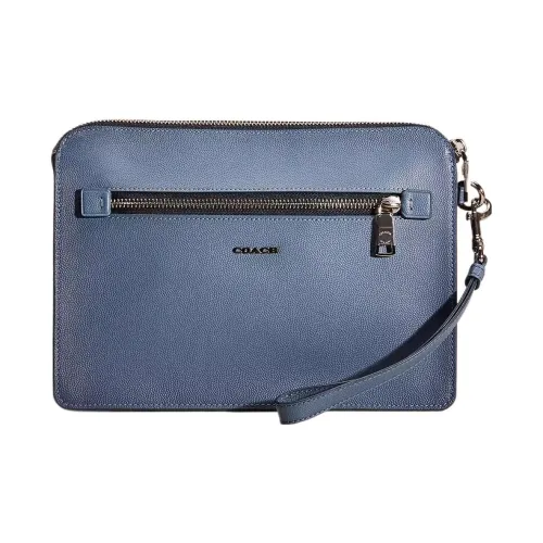 COACH PouchKennedy кожаная сумка на запястье клатч среднего размера Unisex Light синий