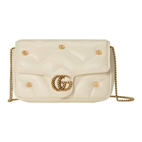 GUCCI GG Marmont Кожа Сумка через плечо Мини Женская Айвори Белый