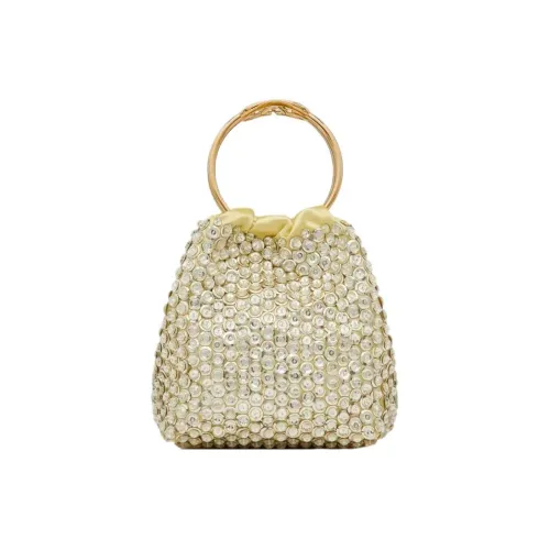 Вышивка Valentino ведрообразная сумка маленькая женская палладий и кристалл серый