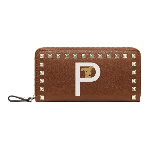 Valentino Garavani Rockstud Телячья кожа с рельефом Кошелек Женское Седло и Белый