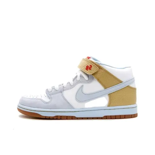 Nike SB Dunk MID Slip-Resistant Shock Absorbers MID Топ Скейтборд Кроссовки Unisex Белый Синий