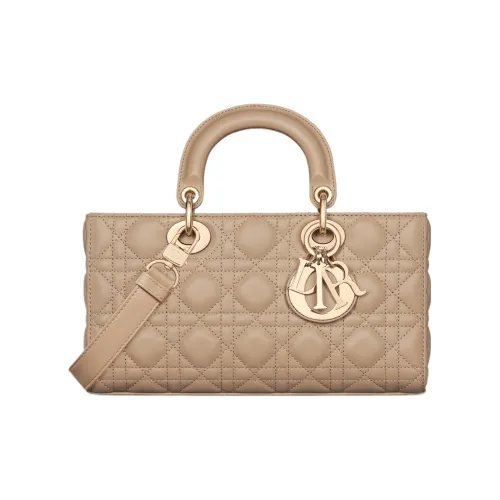 DIOR LADY D Joy Sheepskin Сумка Lady Dior Сумка через плечо Сумка среднего размера Женская Цвет печенья