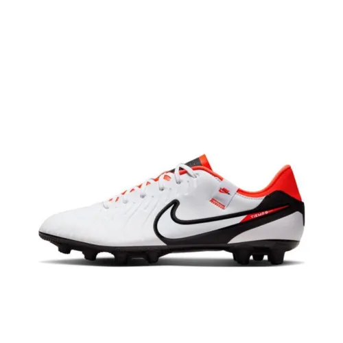 Nike Tiempo Legend 10 HG Твердый Ground Амортизация Износостойкие футбольные бутсы Мужские Белый Красный