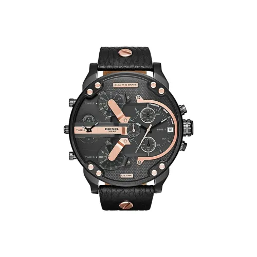 DIESEL MR. DADDY Мужские часы Кварцевый механизм Кожаный ремешок Черный циферблат Часы DZ7350