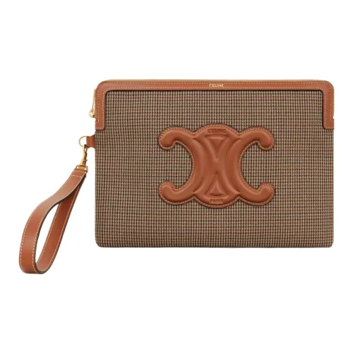 CELINE Triomphe Телячья кожа Клатч Женский Коричневый