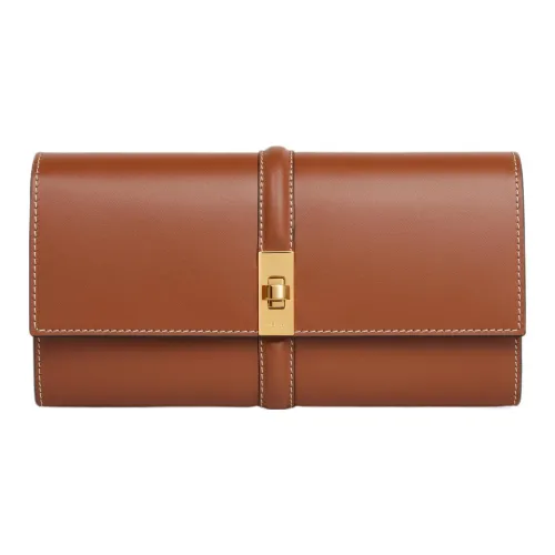 CELINE Телячья кожа Кошелек Большой Женские Коричневый
