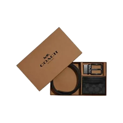 COACH ПВХ с кожей кожаные ремни женские черный серый