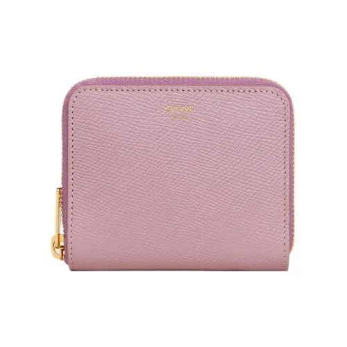 CELINE Крупнозернистая текстура Телячья кожа Кошелек Маленький Женский Лепесток Розовый