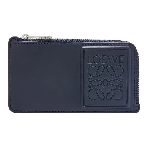 LOEWE Сатин Коровья кожа Кошелек Держатель для карт Мужской Темно-морской синий