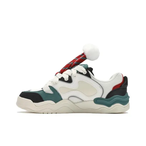 FILA FUSION KICK DX XMAS Амортизация Износостойкий Низкий Топ Скейтборд Кроссовки Мужские Белый Зеленый Черный