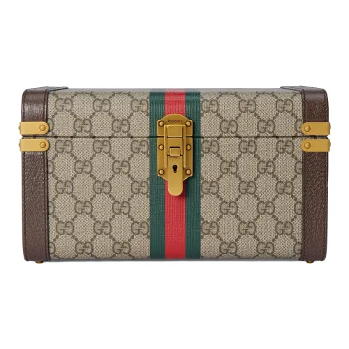 GUCCI Canvas с кожаными вставками обметка косметичка и чехол большой унисекс бежевый и эбеновый