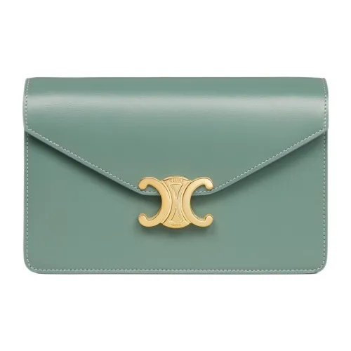 CELINE Margo Блестящий Кошелек из телячьей кожи женский цвет селадон
