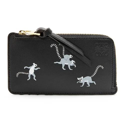 LOEWE Suna Fujita Коллаборация Сатин Коровья кожа Держатель для карт Женские Черный